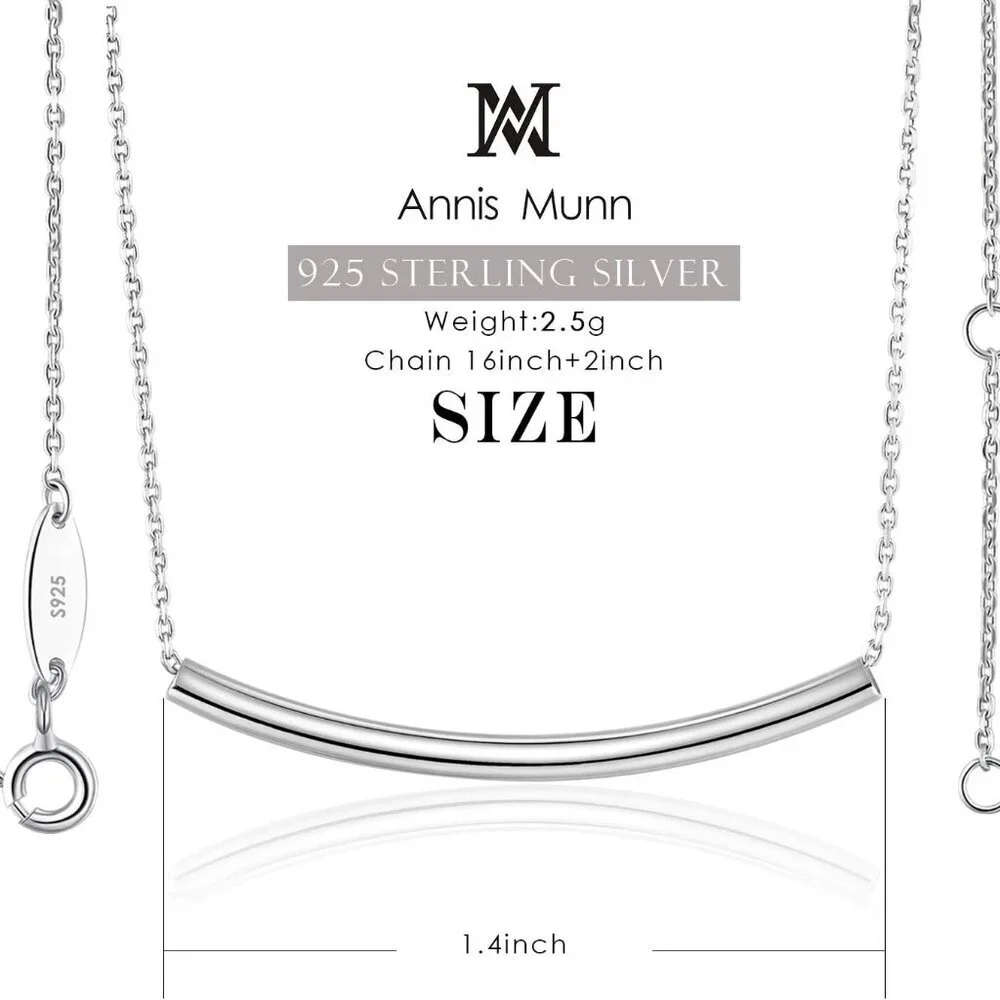 Balance Tube Bar Necklace - 925 Sterling Silver Bar Pendant Necklaces Simple Wom - Picture 3 of 7